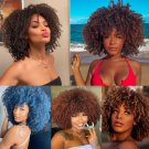 Short Hair Afro Kinky Hair Wigs With Bangs-Synthetic Natural Glueless