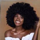 Kinky Hair Wigs --Short Curly T Part Human Hair Wigs - 180% Density Hair With Bangs
