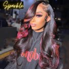 Spring Color Wigs Ombre Black Red Transparent Lace Frontal Wig 180% Full Lace Wig