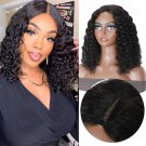Mid Length Wigs - Water Wave Bob - V Part -Human Hair - Glueless - Minimal or No Leave Out