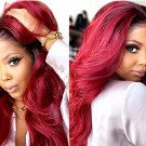 13x5 T-Part Wigs 1B Red Colored Human Hair Wigs Ombre Brazilian Hair