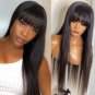 Bone Straight 100% Human Hair Full Lace Wigs With Bangs - Straight Hair Wigs