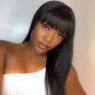 Bone Straight 100% Human Hair Full Lace Wigs With Bangs - Straight Hair Wigs