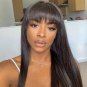 Bone Straight 100% Human Hair Full Lace Wigs With Bangs - Straight Hair Wigs