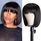 Short Wigs - Human Hair - Blunt Cut - Brazilian - Straight Bob  With Bang