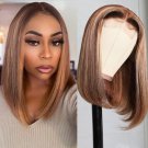 Mid Length Wigs - Bob Wig - Honey Blonde Highlight - Human Hair - Peruvian - Straight