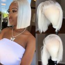 Platinum Blonde Wig - #60 Color White Ash Blonde Bob Lace Front Wig Human Hair