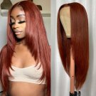 Rich Brown Wigs - Feathered Layered Cut - Reddish Brown - Human Hair - Bone Straight