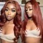 Rich Brown Wigs - Feathered Layered Cut - Reddish Brown - Human Hair - Bone Straight