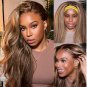 Honey Blonde Wigs - Kinky Straight Hair - Highlight Brown