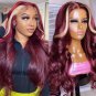 Burgundy Skunk Stripe Human Hair Wig With 613 Blonde Body Wave Lace Front -Burgundy Wigs