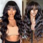 Body Wave Lace Front  Human Hair Wigs With Bangs Glueless