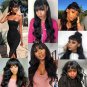 Body Wave Lace Front  Human Hair Wigs With Bangs Glueless