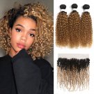 Kinky Curly Bundles - Ombre Hair Bundles - 3/4 Bundles With Frontal Brazilian Bundles With Closure -