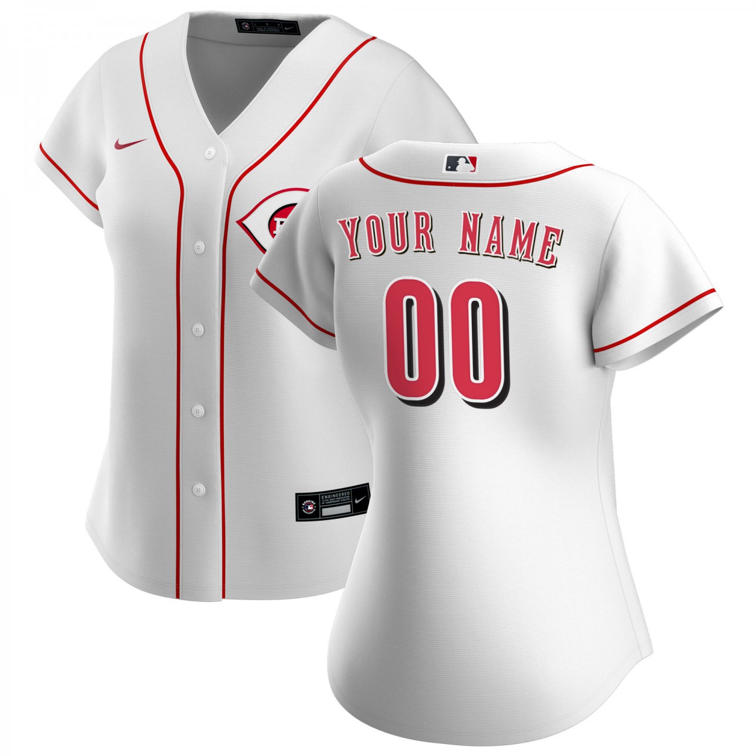 Cincinnati Reds Women's Home Replica Custom Jersey - White
