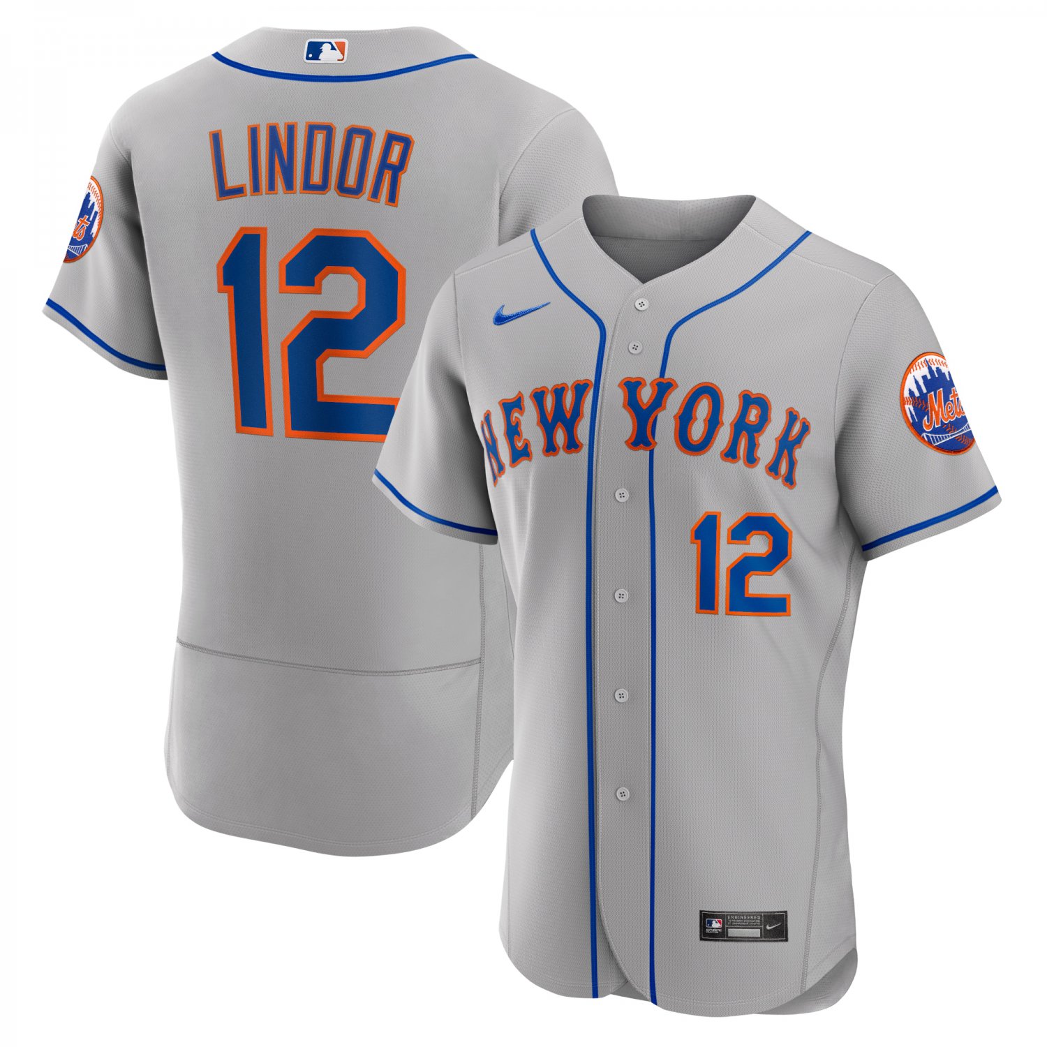 Francisco Lindor New York MetsRoad Authentic Player Jersey - Gray