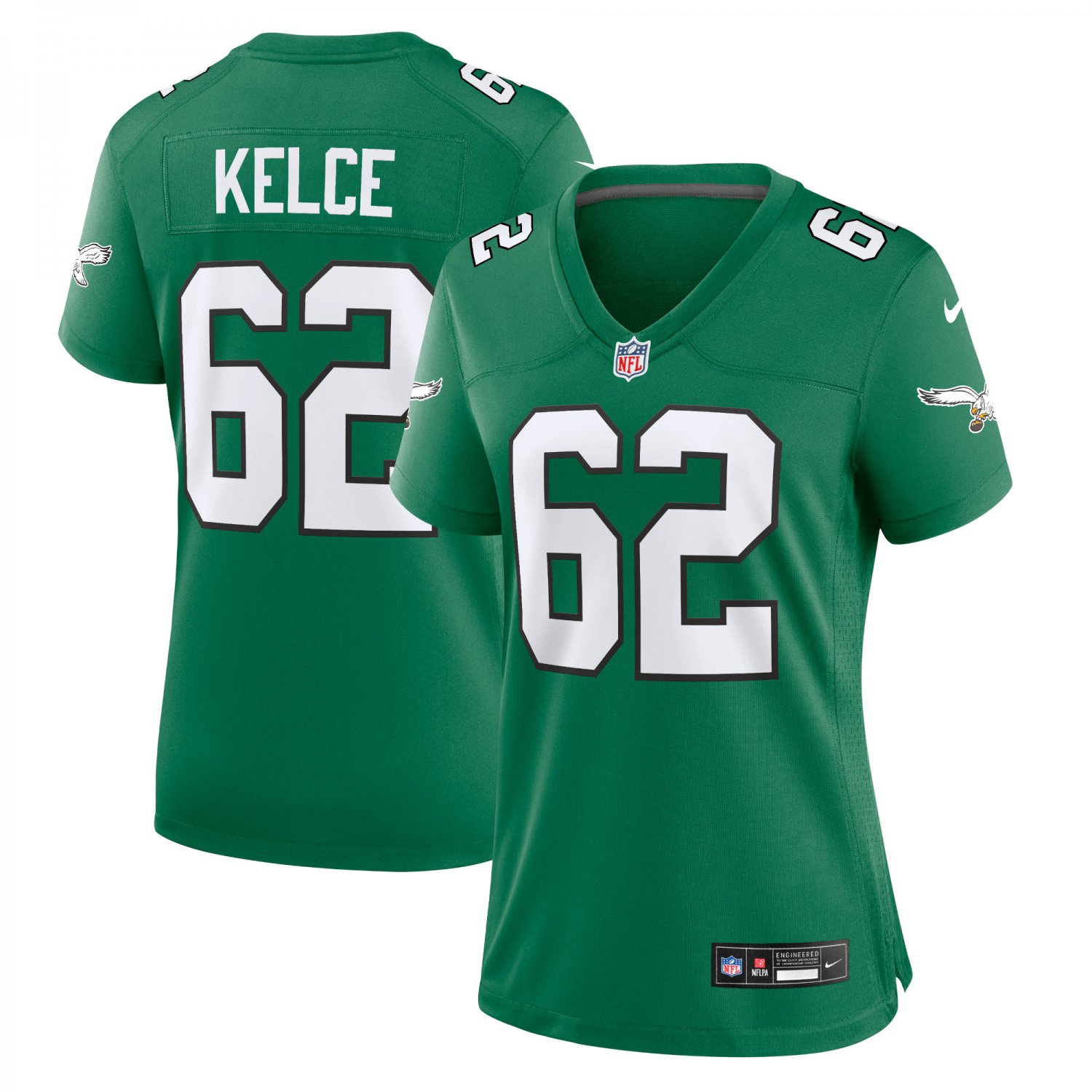 Jason Kelce Philadelphia Eagles Womens Alternate Player Game Jersey Kelly Green