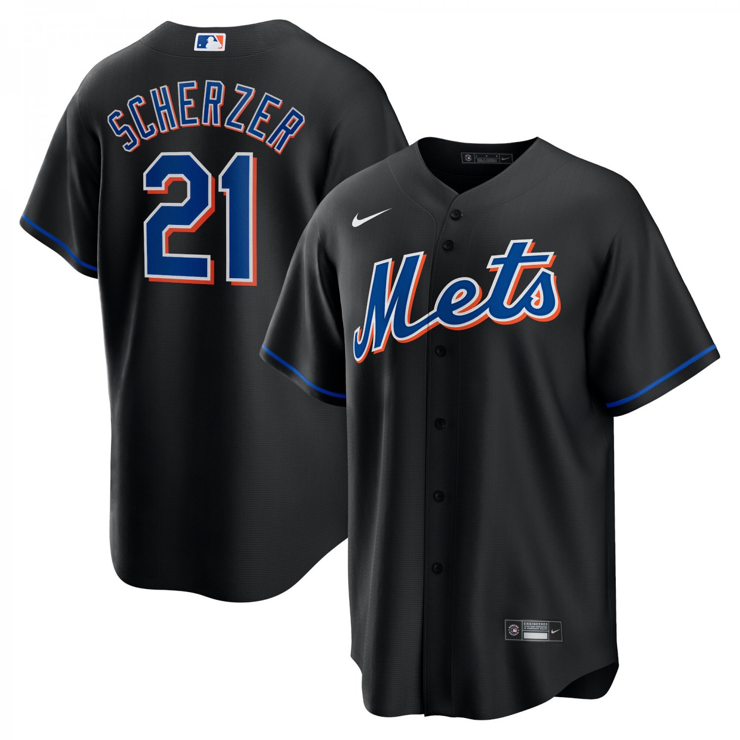 Max Scherzer New York MetsAlternate Replica Player Jersey - Black