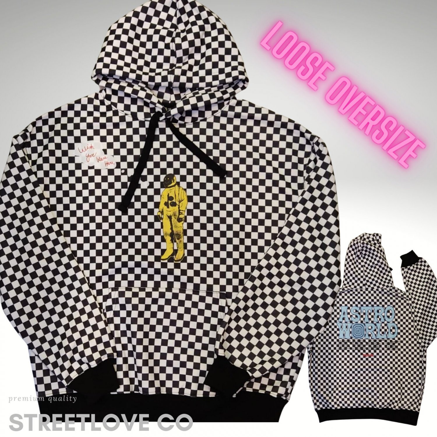 Astroworld Tour Checkered Loose Oversize Astroworld Hoodie, Astroworld ...