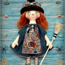 Witch doll halloween Primitive Raggedy Fall Home Decor OOAK Handmade fabric soft rag doll cloth doll