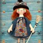 Witch doll halloween Primitive Raggedy Fall Home Decor OOAK Handmade fabric soft rag doll cloth doll