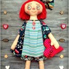 13 inches Primitive Raggedy Doll Connie fabric soft doll rag doll cloth doll handmade art doll