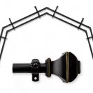 Rod Desyne 13/16" Adjustable 4-Sided Bay Window Curtain Rod 28 to 48" -Black