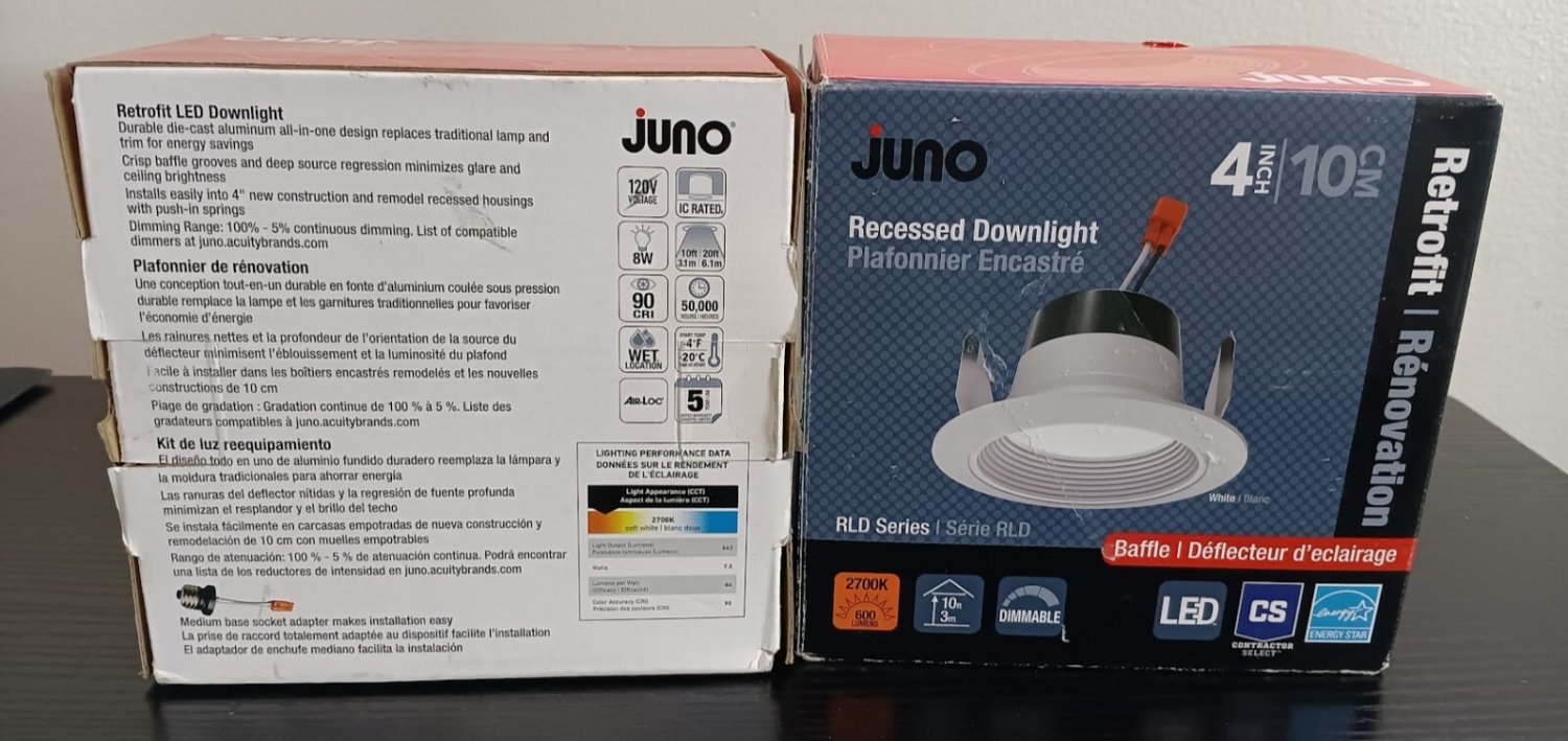 2-Pk  Juno Lighting 4RLD G4 06LM 27K 90CRI 120 FRPC Contractor Select - White