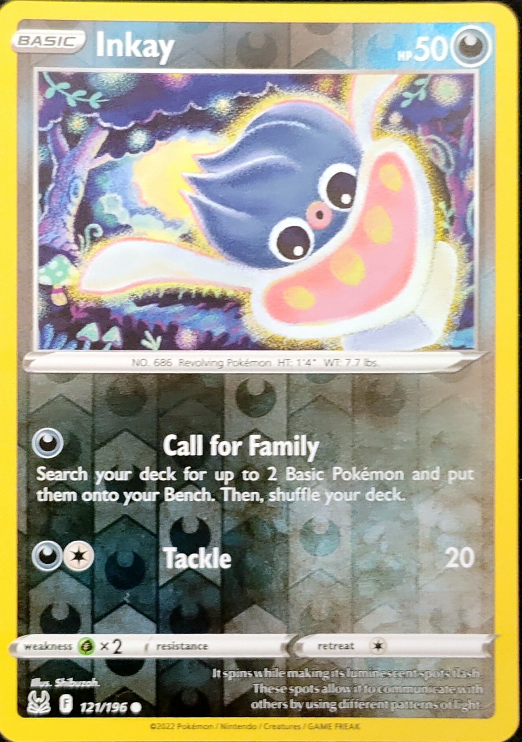 Inkay Reverse Holo 121/196 Lost Origin Pokemon Card