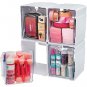 Deflecto 421103CR Tilt Bin Interlocking Storage Organizer, 4 pk