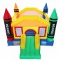 Inflatable Bounce House Kid Activity Center Crayon Design Slide and Jump Game