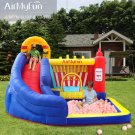 AirMyFun Food Bouncy Castle, Bounce House with Hamburger Ketchup Shape, Jump & Slide Area Safety Net