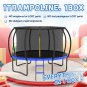 14FT Outdoor Big Trampoline With Backboard,Inner Safety Enclosure Net, Ladder, PVC Spring Cover