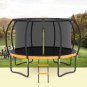 14FT Outdoor Big Trampoline With Inner Safety Enclosure Net, Ladder, PVC Spring Cover Padding