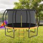 12FT Outdoor Big Trampoline With Inner Safety Enclosure Net, Ladder, PVC Spring Cover Padding