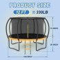 12FT Outdoor Big Trampoline With Inner Safety Enclosure Net, Ladder, PVC Spring Cover Padding