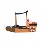 Outsunny Pirate Ship Sandbox with Cover and Rudder, Wooden Sandbox with Storage Bench and Seat