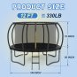 12FT Outdoor Big Trampoline With Inner Safety Enclosure Net, Ladder, PVC Spring Cover Padding, Kids