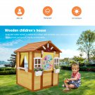 Outdoor Playhouse for Kids Wooden Cottage with Working Doors Windows Pretend Play House 3-8 Years