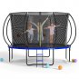 14FT Outdoor Big Trampoline With Inner Safety Enclosure Net, Ladder, PVC Spring Cover Padding Kids