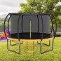 12FT Outdoor Big Trampoline With Inner Safety Enclosure Net, Ladder, PVC Spring Cover Padding Kids