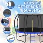 12FT Outdoor Big Trampoline With Inner Safety Enclosure Net, Ladder, PVC Spring Cover Padding Kids