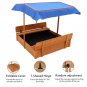 Wood Sandbox with Cover, Sand Box with 2 Bench Seats for Aged 3-8 Years Old, Sand Boxes for Garden