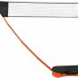Portable Badminton Net Set Storage Box Base with 2 Battledores 2 Shuttlecocks Large, Orange
