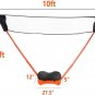 Portable Badminton Net Set Storage Box Base with 2 Battledores 2 Shuttlecocks Large, Orange