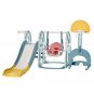 Qaba Multi-Activity Extra Safe Baby Slide and Swing Set for Toddlers with Basketball Hoop