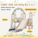 Toddler Slide and Swing Set 3 in 1,Kids Playground Climber Slide Playset with Basketball Hoop