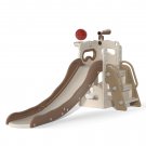 5 In 1 Kids Slide and Climber Playset, Freestanding Toddler Playground with Basketball Hoop