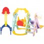 5 in 1 Slide and Swing Playing Set, Toddler Extra-Long Slide with 2 Basketball Hoops, Football