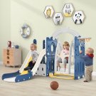 Toddler Slide and Swing Set 5 in 1, Kids Playground Climber Slide Playset with Basketball Hoop